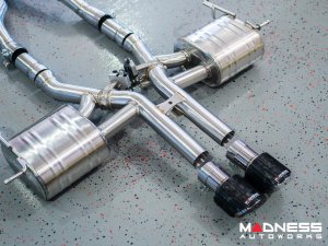 Jaguar F-TYPE Performance Exhaust System - MADNESS - 2.0L Turbo - Center Exit - Electronic Valve Design - Forged Carbon Fiber Exhaust Tips Jaguar F-TYPE Performance Exhaust System - MADNESS - 2.0L Turbo - Center Exit - Electronic Valve Design - Forged Carbon Fiber Exhaust Tips